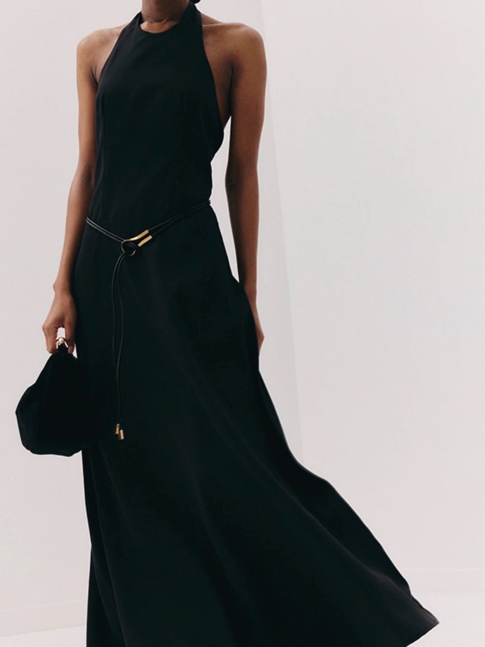 PrettyLittleThing Black Tailored Halterneck Maxi Dress